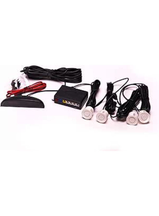 LED Car Parking Sensors Car Reverse Radar System 4 Sensors Parking Assistant Alarm Waterproof Buzzer Reminder - White - Image 3