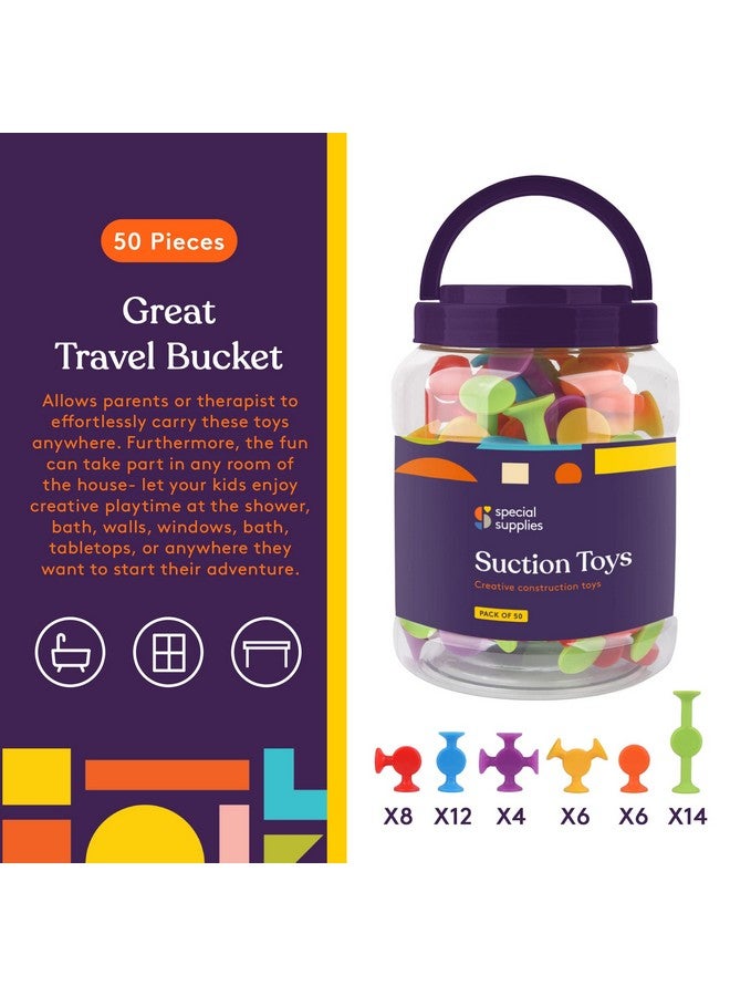 Special Supplies Special Supplies Suction Construction Bath Toys for Children, 50-Pcs Motor Skills, Hand-Eye Coordination, Bath Toy, Sensory, Creativity Imagination Educational Toys, Vibrant Colors, for Kids  - Image 4