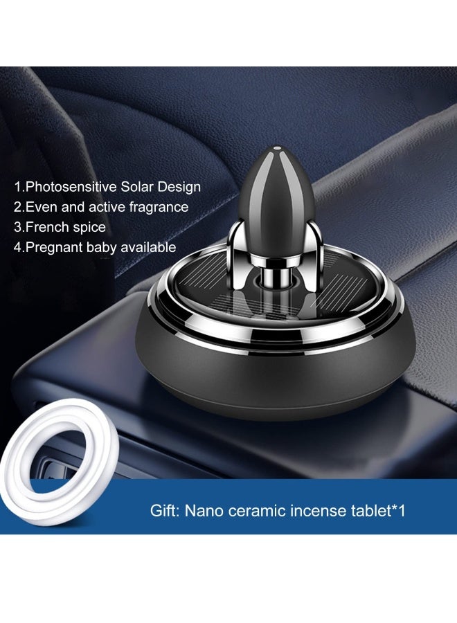 Car Air Fresheners with Solar Rotating, Aluminium Alloy Rocket Car Aromatherapy Diffuser Airplane Interior Decoration Accessories Diffuser for Car Office Home (Black) - Image 2