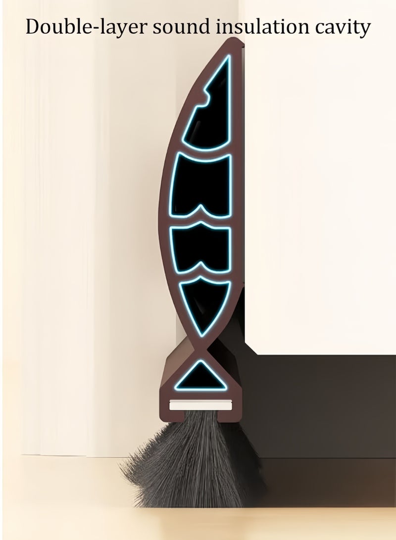 Door Sweep for Bottom of Door, Door Bottom Sealing Strip, 93cm Integrated Design with Brush, Self Adhesive Under Door Draft Stopper for Bottom of Door, Door Seal Dust/Noise/Hot or Cold Air Insulation, Black - Image 3