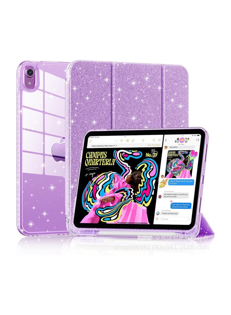 غلاف أكريليك براق لـ iPad Air 11 إنش (M2-2024)، غطاء لوحي مقاوم للصدمات بتصميم TPU مضاد للانحناء، غطاء واقي أنيق ولامع