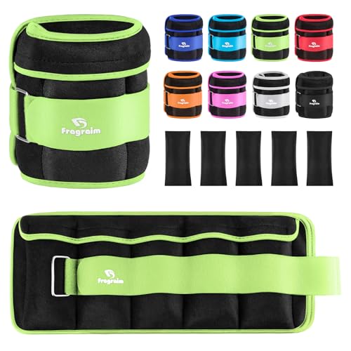 Fragraim Adjustable Ankle Weights 1-4 LBS Pair with Removable Weight for Jogging, Gymnastics, Aerobics, Physical Therapy, Resistance Training|Each 0.4-2 LBS, Total 4LBS, Green - Image 1