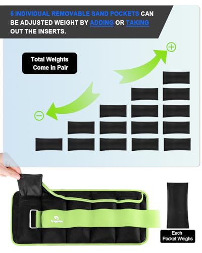 Fragraim Adjustable Ankle Weights 1-4 LBS Pair with Removable Weight for Jogging, Gymnastics, Aerobics, Physical Therapy, Resistance Training|Each 0.4-2 LBS, Total 4LBS, Green - Image 3