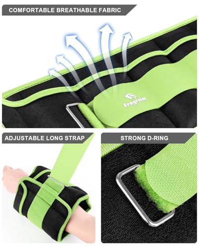 Fragraim Adjustable Ankle Weights 1-4 LBS Pair with Removable Weight for Jogging, Gymnastics, Aerobics, Physical Therapy, Resistance Training|Each 0.4-2 LBS, Total 4LBS, Green - Image 2