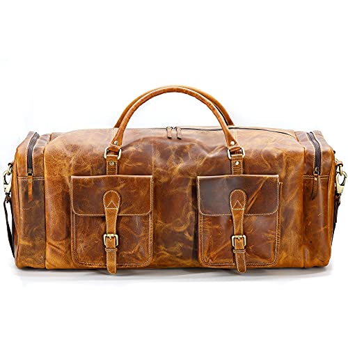 KomalC 24 inch Duffel Bag Travel Sports Overnight Weekend Leather Duffle Bag for Gym Sports Cabin Holdall bag - Image 1