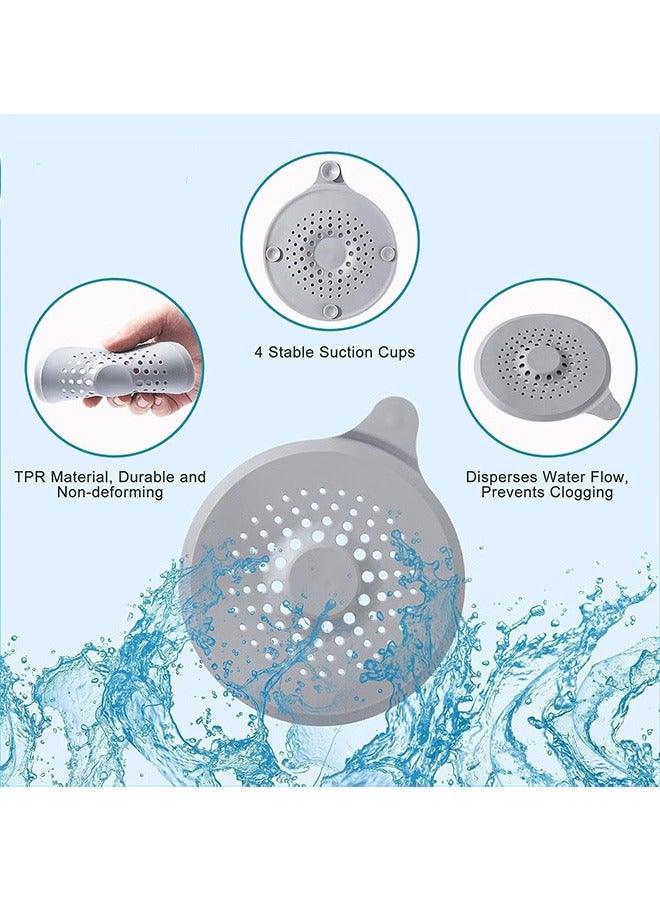 JZS Floor Drain Cover, 4 PCS Shower Drain Stopper with Sucker, Silicone Drain Cover with Easy to Install and Clean, Shower Drain Filter for Kitchen, Laundry, Toilet and More (Circle, Grey) - Image 3