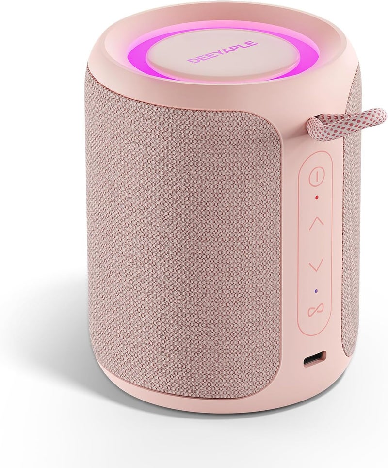 Deeyaple Portable Bluetooth Speaker, IP67 Waterproof Mini Bluetooth Speaker Wireless V5.3 with Stereo Sound,All Day,TWS Pairing,LED Light,Gift for him/her (Pink) - Image 1