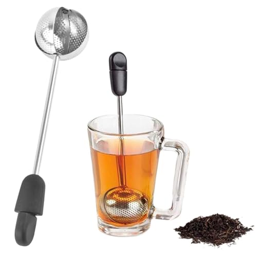 Fapiwen Tea Strainer, Fapiwen Tea Infuser Stainless Steel, Twisting Tea Ball Infuser, Green Tea Infuser, Reusable Loose Leaf Tea Steeper for Natural Tea & Coffee (1*Black) - Image 1