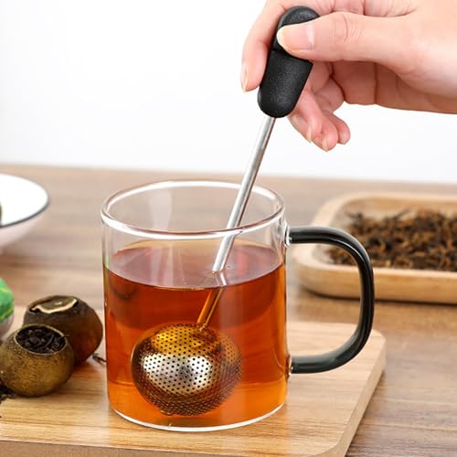 Fapiwen Tea Strainer, Fapiwen Tea Infuser Stainless Steel, Twisting Tea Ball Infuser, Green Tea Infuser, Reusable Loose Leaf Tea Steeper for Natural Tea & Coffee (1*Black) - Image 5