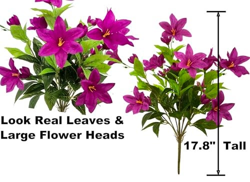 TSTWETO 4 Large Bundles Realistic Fake Azalea Artificial Flowers for Outdoors Fake Plants UV Resistant Spring Summer Decor, Artificial Faux Outdoor Plants No Fade for Porch Garden Window Box - Image 3