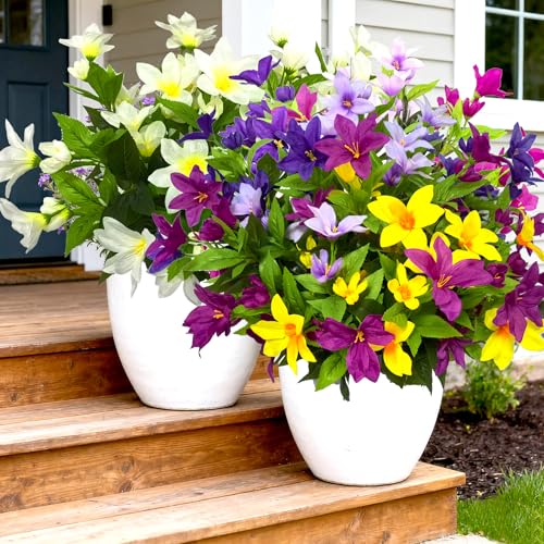 TSTWETO 4 Large Bundles Realistic Fake Azalea Artificial Flowers for Outdoors Fake Plants UV Resistant Spring Summer Decor, Artificial Faux Outdoor Plants No Fade for Porch Garden Window Box - Image 4