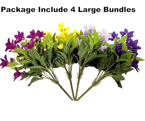 TSTWETO 4 Large Bundles Realistic Fake Azalea Artificial Flowers for Outdoors Fake Plants UV Resistant Spring Summer Decor, Artificial Faux Outdoor Plants No Fade for Porch Garden Window Box - Image 5