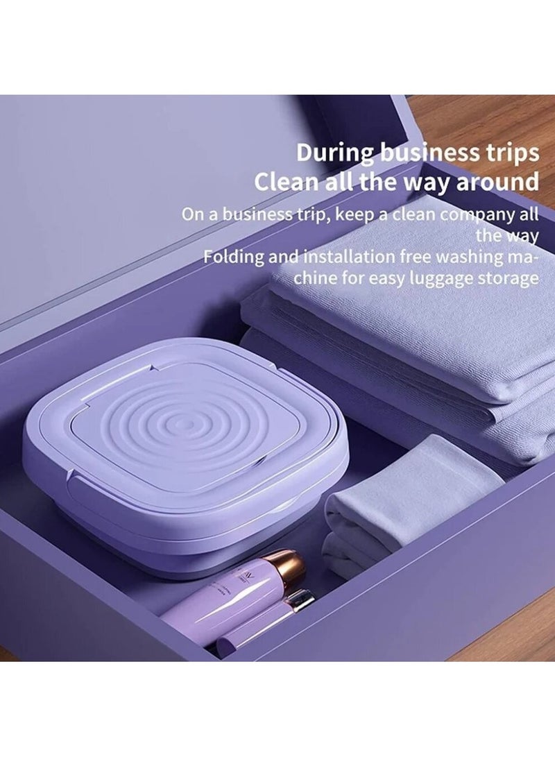 Mini Portable Folding Washing Machine for Home Dormitory Student Single Person Travel Automatic Small Cleaning Machine Underwear Socks  Laundry Bucket  MLSC-01 (Purple) - Image 5