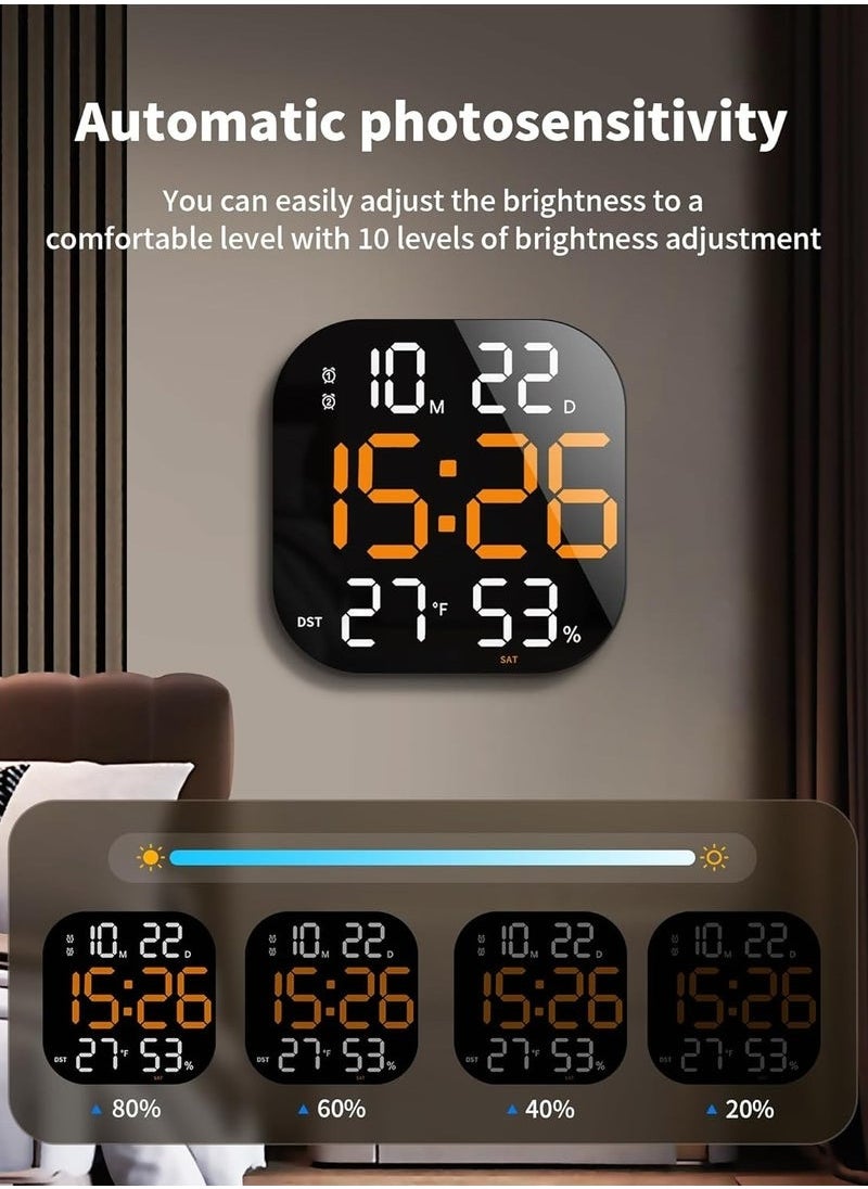 Generic - Digital Wall Clock, LED Digital Clock with Remote Control, for Living Room Decoration, Week, Date, Temperature in 2 Colors, Auto Brightness, Standing and Hanging - Image 1