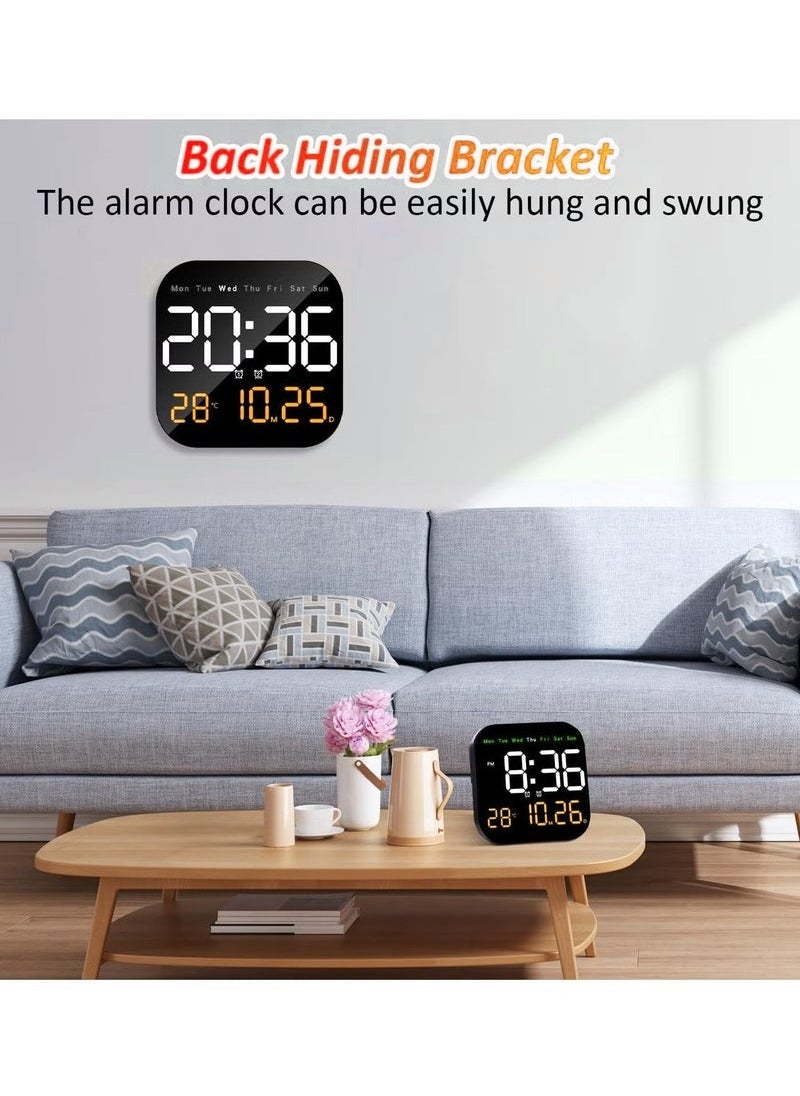 Generic - Digital Wall Clock, LED Digital Clock with Remote Control, for Living Room Decoration, Week, Date, Temperature in 2 Colors, Auto Brightness, Standing and Hanging - Image 1
