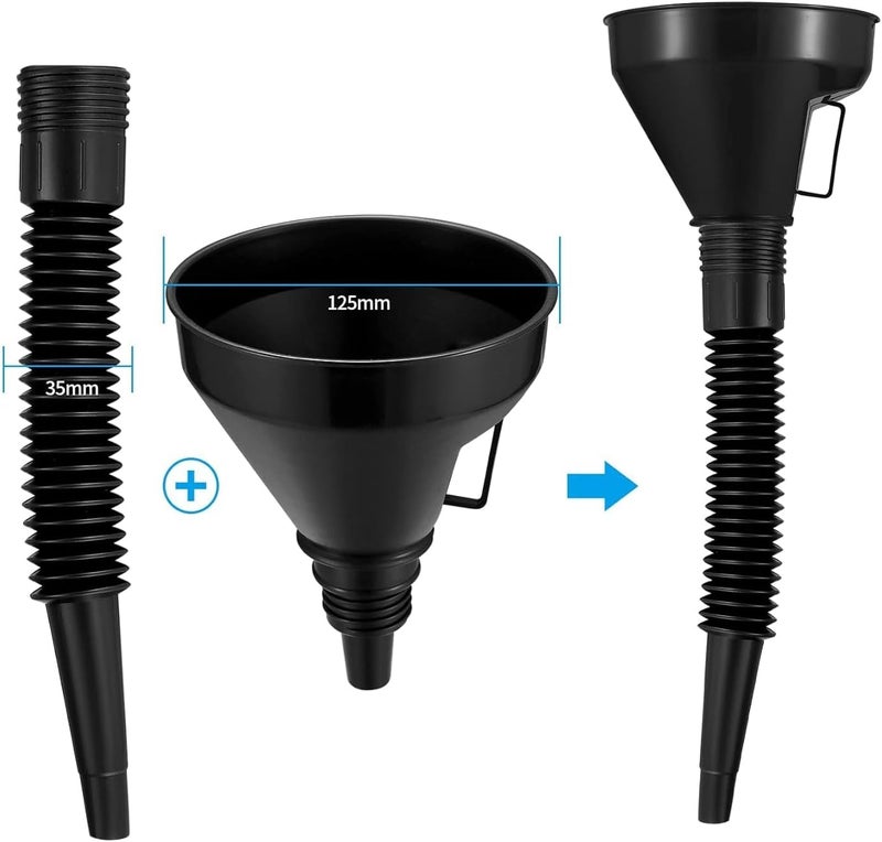 Bukela 6 Pcs Automotive Funnel Set Wide Mouth Fuel Plastic Long Neck Oil Flexible Right Angle With Detachable Spout and Filter for Water/Gasoline/Coolant/Engine Oil - Image 3