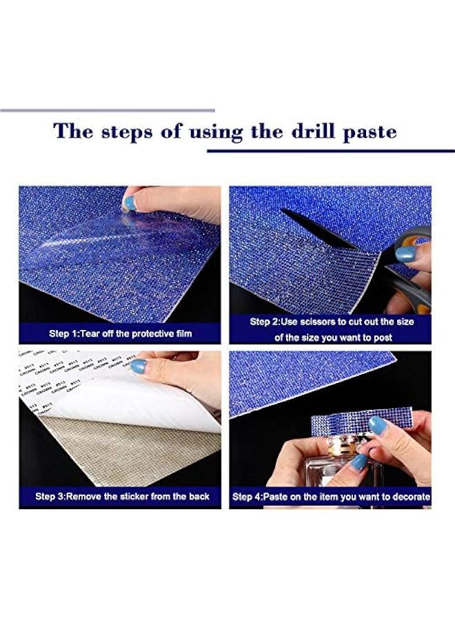 12000 Pcs Bling Bling Rhinestone Sheet Rhinestones Sticker DIY Car Decoration Sticker Self Adhesive Glitter Crystal Gem Stickers for Car Decoration, 9.4 x 7.9 Inch(Royal Blue) - Image 4