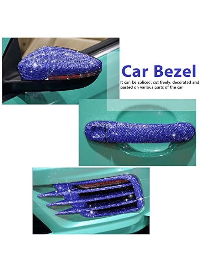 12000 Pcs Bling Bling Rhinestone Sheet Rhinestones Sticker DIY Car Decoration Sticker Self Adhesive Glitter Crystal Gem Stickers for Car Decoration, 9.4 x 7.9 Inch(Royal Blue) - Image 5