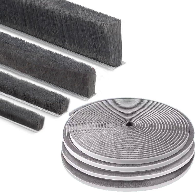 ZOMPAGO Strong Adhesive Brush Weather Stripping,0.2in Thick x 0.4in(W) x 33FT,Grey for Sliding Windows/Doors - Car Door Seal for Soundproofing,Dustproof,Winter Windproof & Warm,Waterproof,DIY Install - Image 1