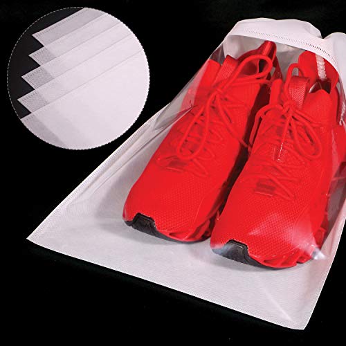 TENABORT 8 Pack Portable Shoe Bags for Travel Large Shoes Pouch Storage Organizer Clear Window with Drawstring for Men and Women White - Image 4