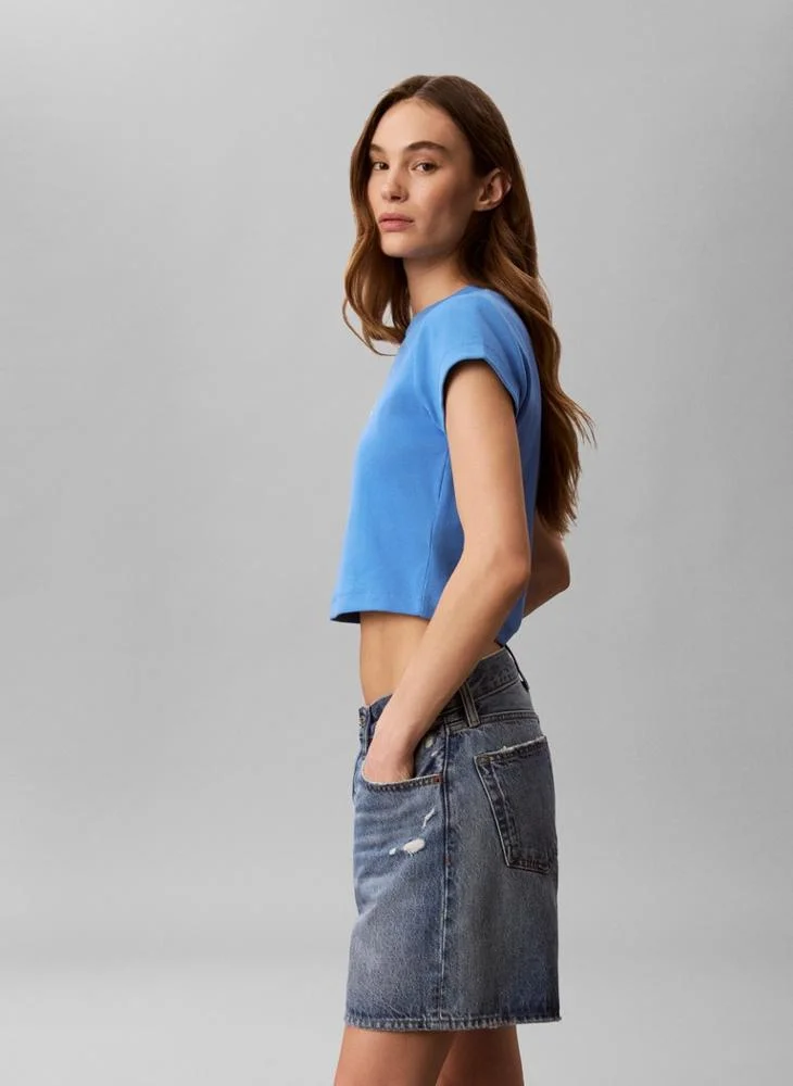 Calvin Klein Jeans  Monologo Baby Rib T-Shirt for Women | Best Price UAE