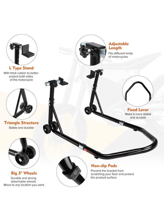Donext Motorcycle Stand 850LB Adjustable Sport Bike Rear Wheel Lift Swingarm Paddock Stands Black, 5 Adjustable Heights, L - Image 5