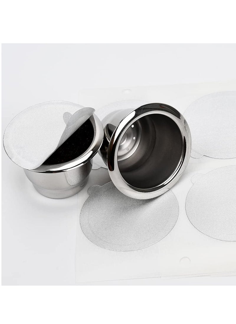 SYOSI - Reusable Capsules for Nespresso Originalline, 6PCS Refillable Espresso Coffee Pods with Brush and Scoop, Stainless Steel Cups Filters Compatible for Nespresso Machine(6 Cups + 50lids) - Image 1