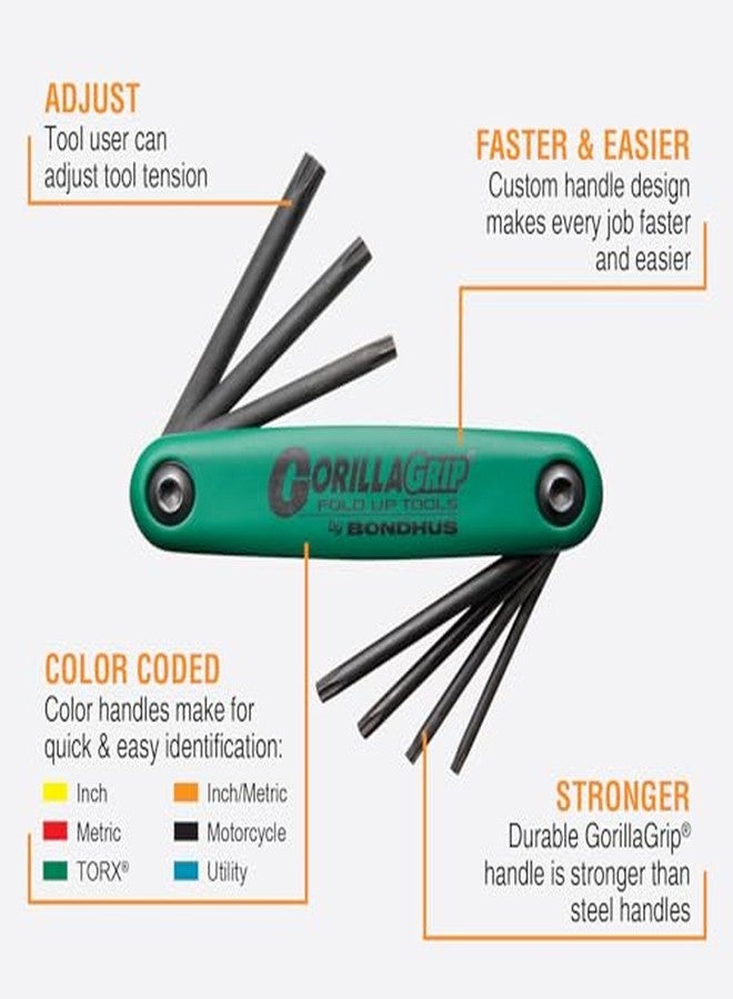 بوندهص مجموعة مفاتيح Bondhus GorillaGrip 12636، مكونة من 7 مفاتيح قابلة للطي مقاومة للعبث، مقاسات TR7-TR25 - Image 4