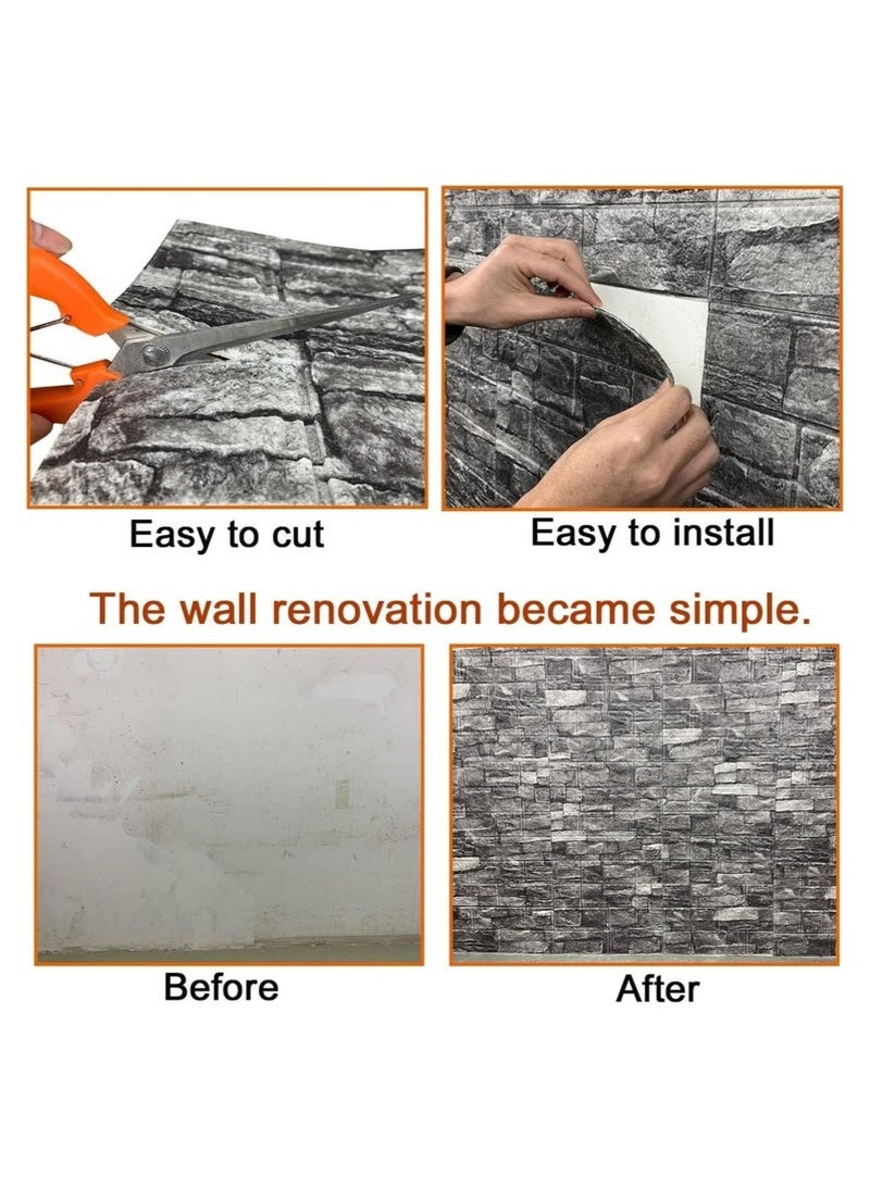 Bukela 20PCS 3D Wall Panels Peel and Stick 3D Brick Wallpaper Peel and Stick Faux Stone Wall Panel Foam Brick Self-Adhesive Wallpaper 35 x 38.5CM - Image 5