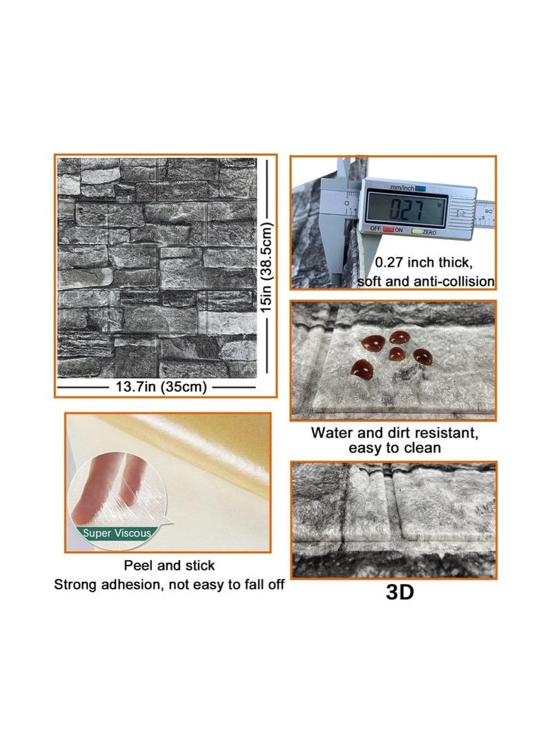 Bukela 20PCS 3D Wall Panels Peel and Stick 3D Brick Wallpaper Peel and Stick Faux Stone Wall Panel Foam Brick Self-Adhesive Wallpaper 35 x 38.5CM - Image 4