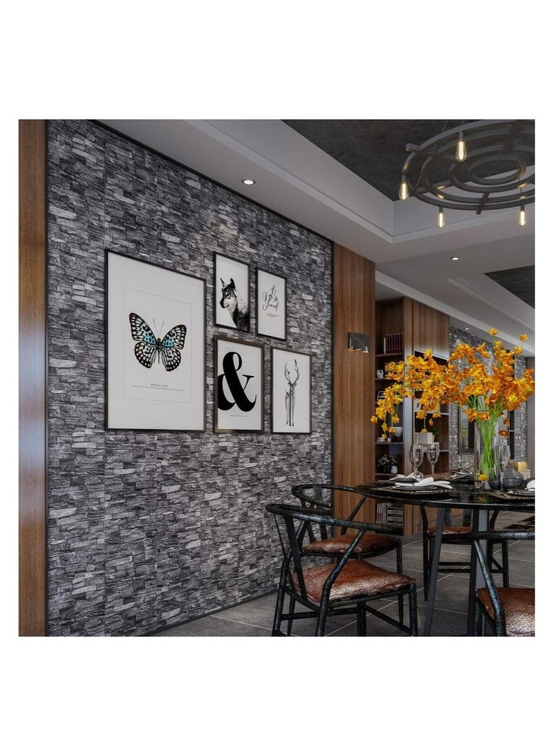 Bukela 20PCS 3D Wall Panels Peel and Stick 3D Brick Wallpaper Peel and Stick Faux Stone Wall Panel Foam Brick Self-Adhesive Wallpaper 35 x 38.5CM - Image 3
