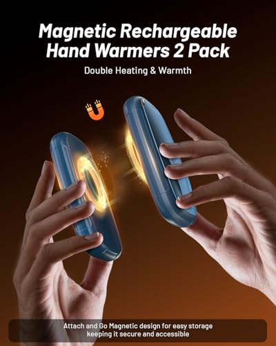 Aililan Hand Warmers Rechargeable 2 Pack, 3-Settings Rechargeable Hand Warmer, AI Smart Heating, Pocket Portable Electric Hand Warmer, Magnetic Handwarmers, A Winter for Loved Ones, Blue - Image 3