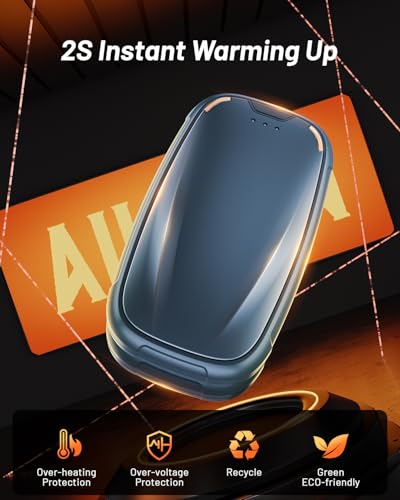 Aililan Hand Warmers Rechargeable 2 Pack, 3-Settings Rechargeable Hand Warmer, AI Smart Heating, Pocket Portable Electric Hand Warmer, Magnetic Handwarmers, A Winter for Loved Ones, Blue - Image 2
