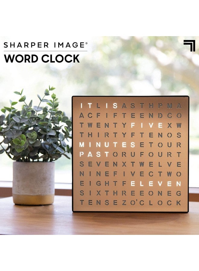 Sharper Image® LED Light-Up Word Clock, 7.75" Modern Design, Electronic Accent Wall or Desk Clock, USB Cord & Power Adapter, Unique Contemporary Home & Office Decor, Easy Setup, Housewarming Gift - Image 2