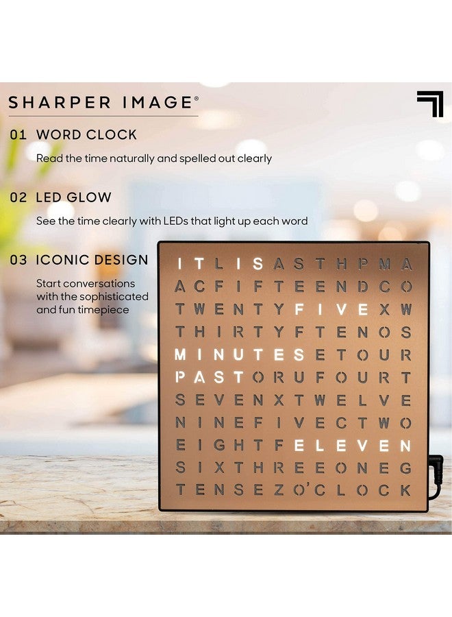 Sharper Image® LED Light-Up Word Clock, 7.75" Modern Design, Electronic Accent Wall or Desk Clock, USB Cord & Power Adapter, Unique Contemporary Home & Office Decor, Easy Setup, Housewarming Gift - Image 4