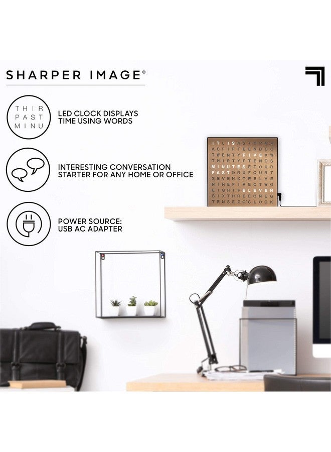 Sharper Image® LED Light-Up Word Clock, 7.75" Modern Design, Electronic Accent Wall or Desk Clock, USB Cord & Power Adapter, Unique Contemporary Home & Office Decor, Easy Setup, Housewarming Gift - Image 3