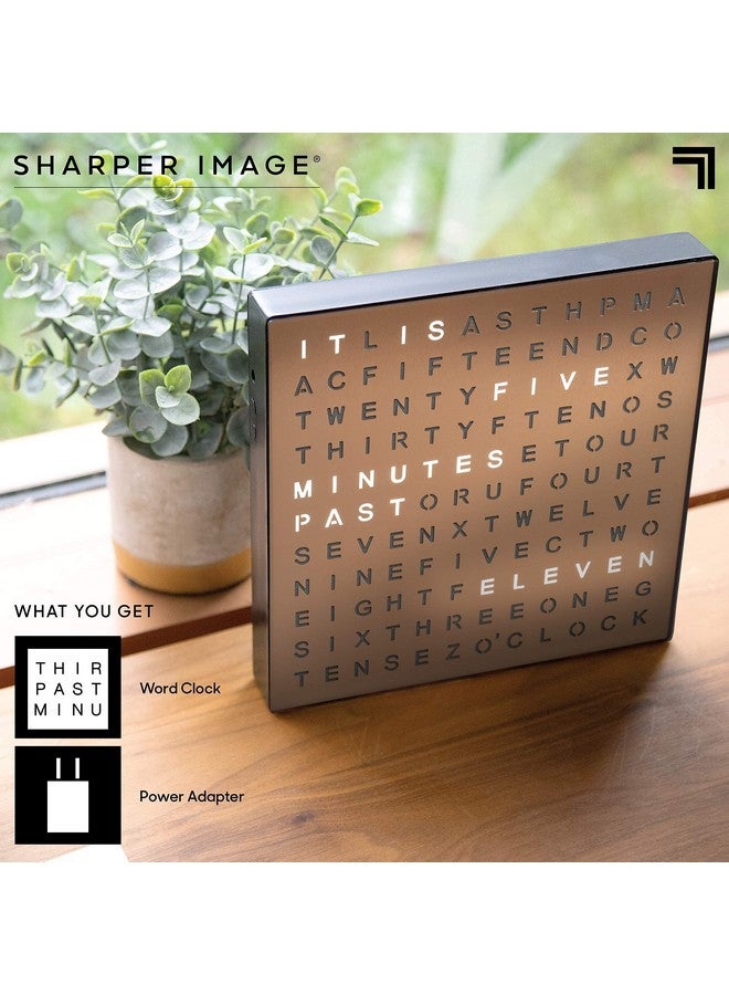 Sharper Image® LED Light-Up Word Clock, 7.75" Modern Design, Electronic Accent Wall or Desk Clock, USB Cord & Power Adapter, Unique Contemporary Home & Office Decor, Easy Setup, Housewarming Gift - Image 5