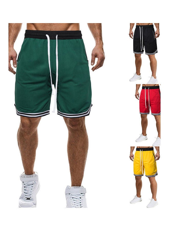 NIBEMINENT Plus Size Casual Men Striped Basketball Shorts Summer Drawstring Sports Pants Green  - Image 2