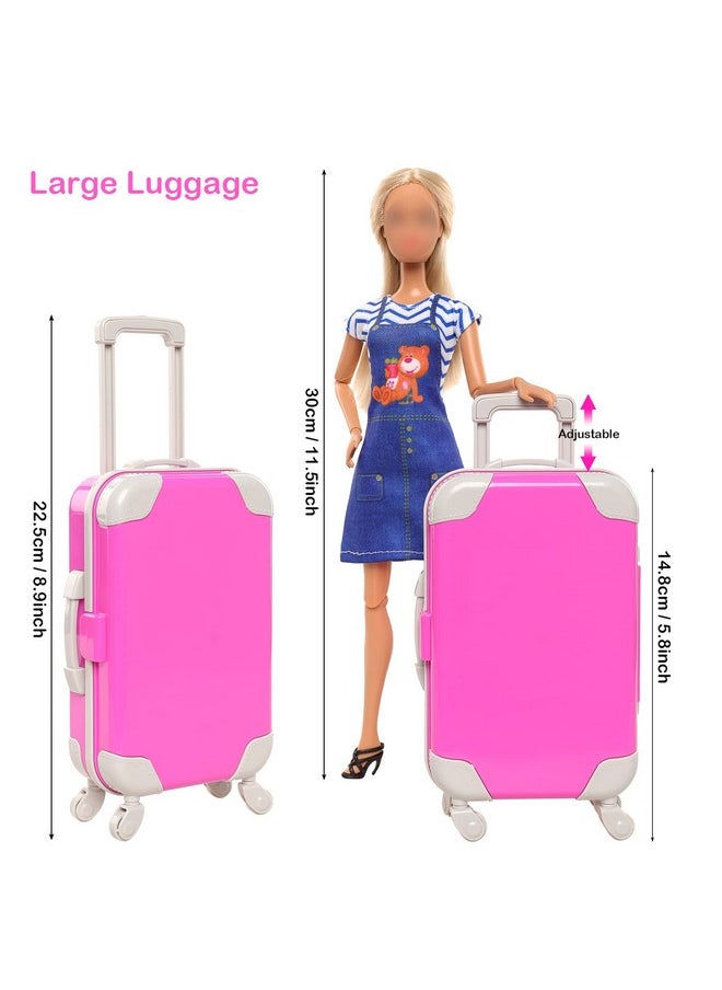 Barwa - 32 Pcs Doll Suitcase Luggage Travel Clothes And Accessories For 11.5 Inch Girl Doll Travel Carrier Storage, Including 1 Luggage 1 Suitcase 23 Travel Toiletries 5 Dresses 1 Puppy 1 Computer… - Image 1