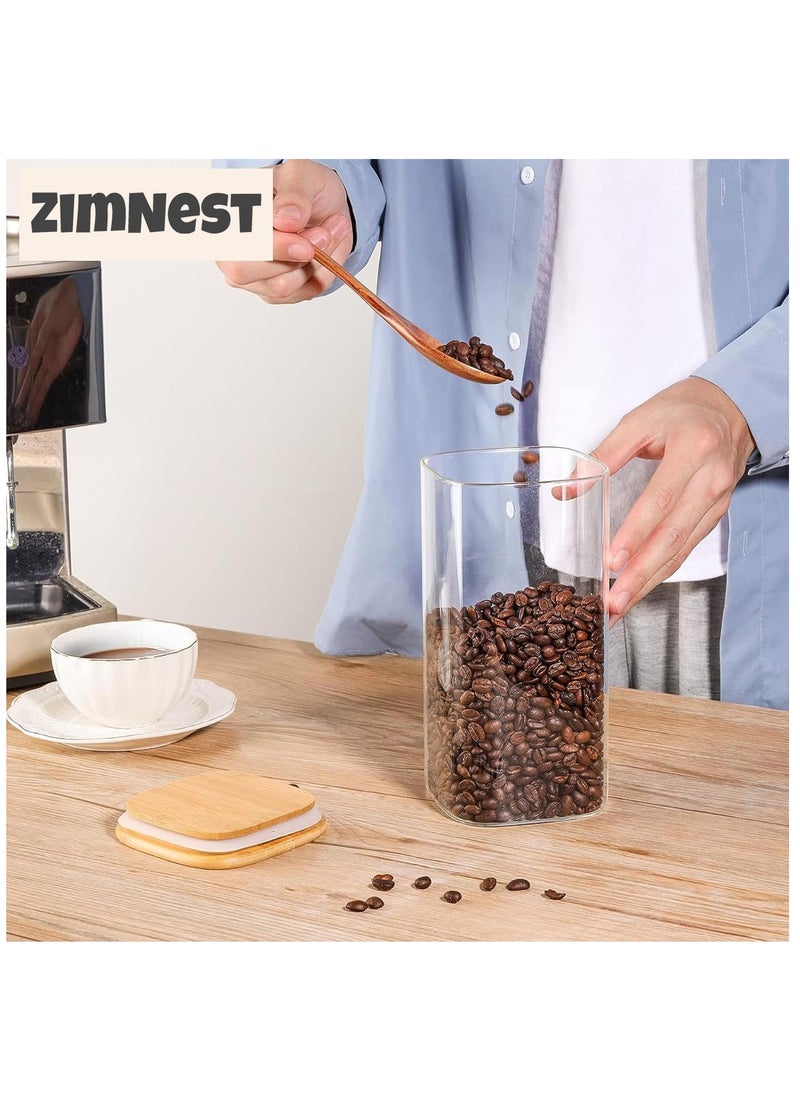 ZIMNEST - (1500ML/51OZ)2-Piece Set of Square Glass Storage Jars with Wooden Lids,  Airtight Food Containers, Preservation Jars & Storage Boxes for Pasta, Flour, Grains, Spices, Tea, Coffee Beans, & Other Kitchen Staples - Perfect for Long-Term Food Preservation & Organization - Image 1