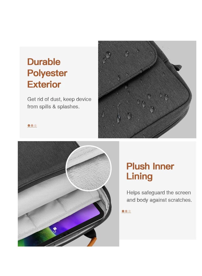 9-11 Tablet Sleeve Bag Case with Shoulder Strap for iPad 10.2 2021-2019, iPad 10th Generation 2022, iPad Air 5/4 10.9, iPad Pro 11 2022-2018, Galaxy Tab S9/S8/A8/A7 2023(Dark Grey) - Image 5