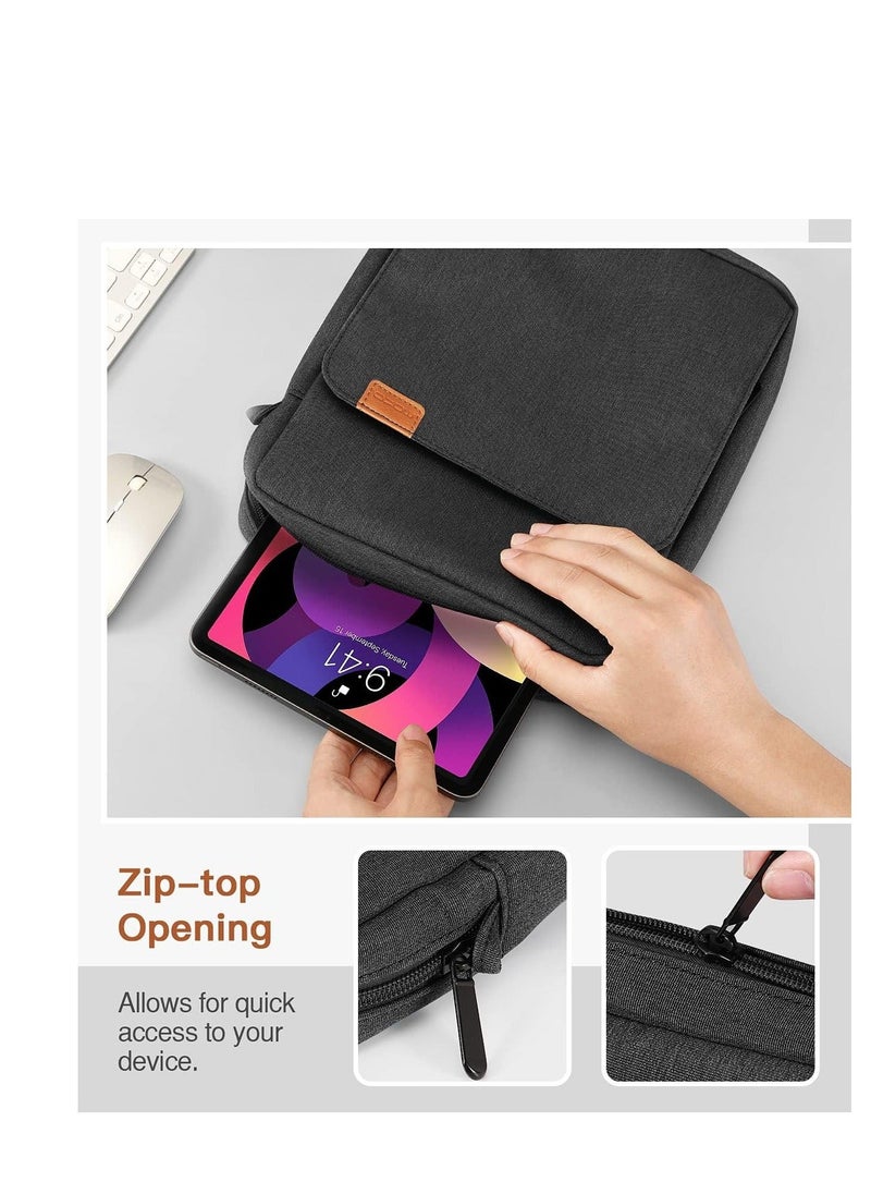 9-11 Tablet Sleeve Bag Case with Shoulder Strap for iPad 10.2 2021-2019, iPad 10th Generation 2022, iPad Air 5/4 10.9, iPad Pro 11 2022-2018, Galaxy Tab S9/S8/A8/A7 2023(Dark Grey) - Image 4