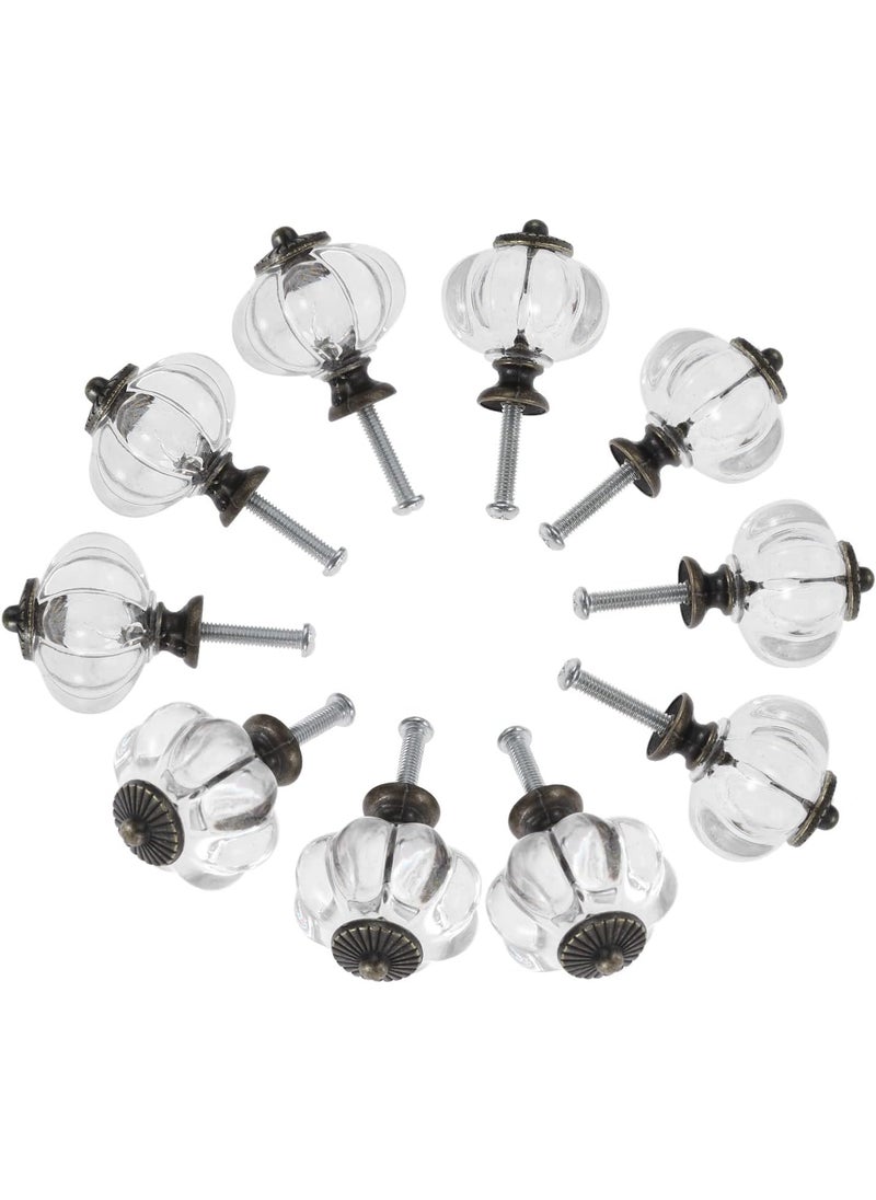 Dophee dophee 10Pcs Transparent Pumpkin Knobs Clear Cabinet Handles Pulls for Drawer Dresser Cupboard Wardrobe Clothes Hooks with Mounting Screws 118x142  - Image 1