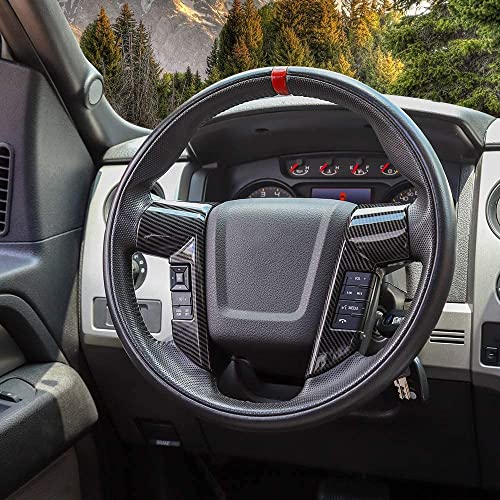 JeCar Car Steering Wheel Trim Cover Frame Interior Accessories for 2009-2014 Ford F150 SVT Raptor (Carbon Fiber) - Image 3