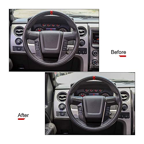 JeCar Car Steering Wheel Trim Cover Frame Interior Accessories for 2009-2014 Ford F150 SVT Raptor (Carbon Fiber) - Image 4