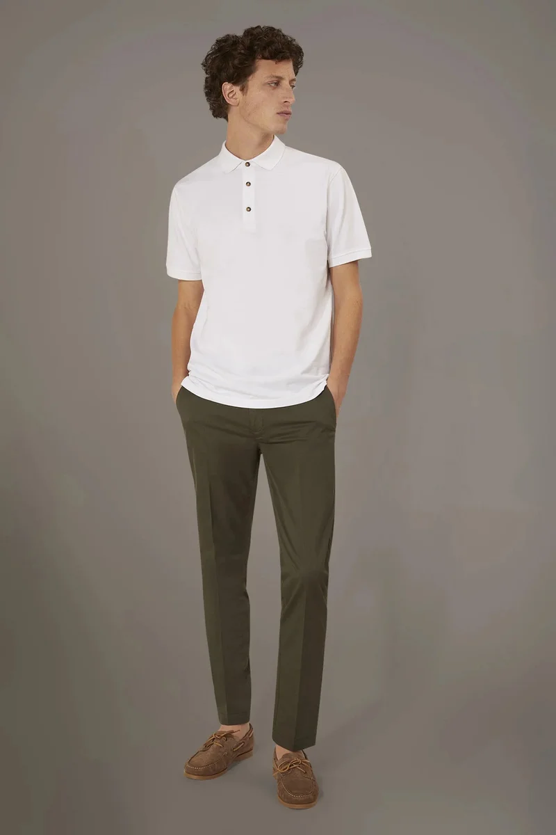 Regular fit trousers in twill construction - Military