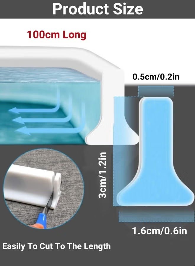Aissiora Shower Threshold Water Dam Silicone Shower Water Self Adhesive Silicone Waterproof Barrier Bathroom and Kitchen Water Strip Dam Shower Guard for Bathroom Bathtub and Kitchen Countertop - Image 2