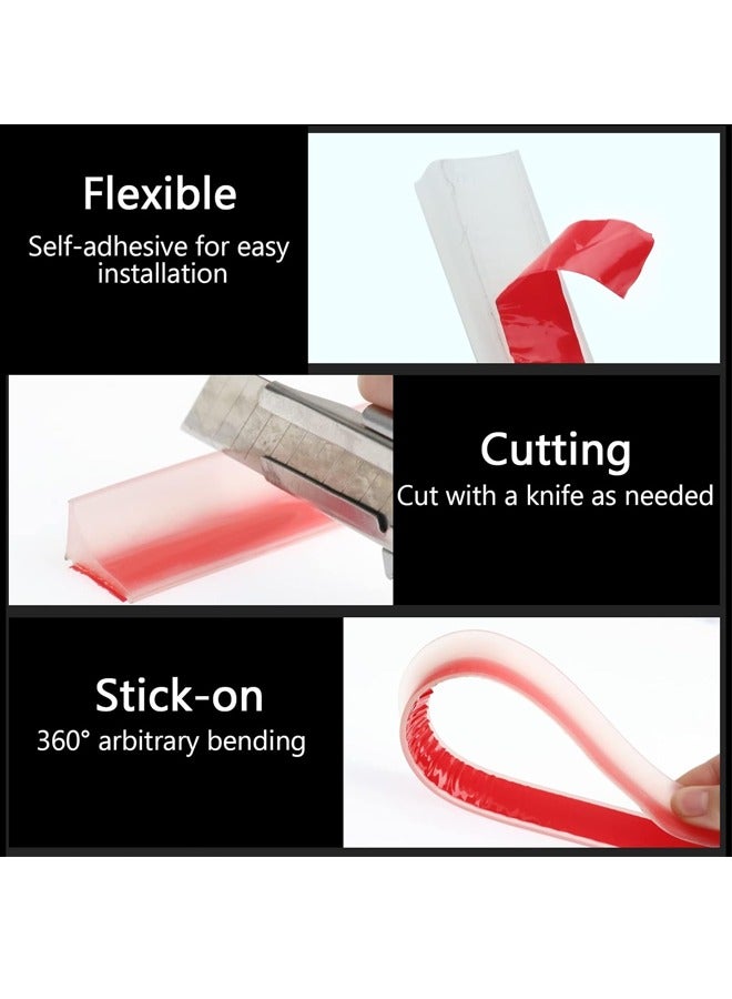 Aissiora Shower Threshold Water Dam Silicone Shower Water Self Adhesive Silicone Waterproof Barrier Bathroom and Kitchen Water Strip Dam Shower Guard for Bathroom Bathtub and Kitchen Countertop - Image 5