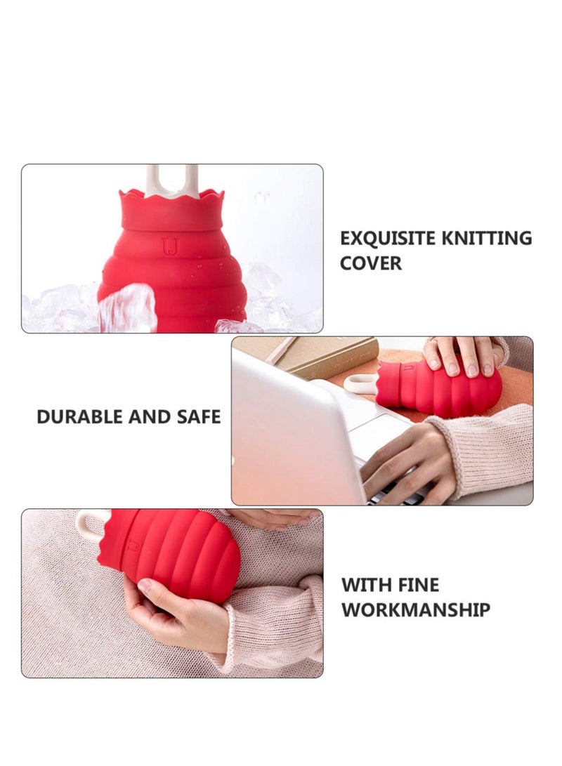 Warm Water Bag, Warm Water Bottle Rubber hot Water Bottle with Cover, Cold Weather Hand Warmers hot Water Sack Fillable Hot Water Pouch Knitted Water Injection, Child Micro-Wave Oven - Image 3