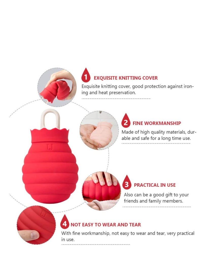 Warm Water Bag, Warm Water Bottle Rubber hot Water Bottle with Cover, Cold Weather Hand Warmers hot Water Sack Fillable Hot Water Pouch Knitted Water Injection, Child Micro-Wave Oven - Image 2